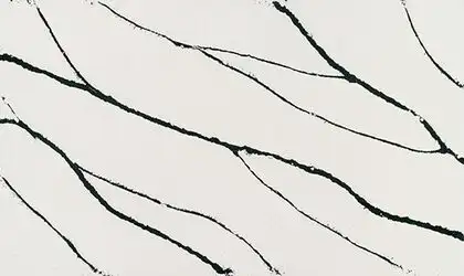 Image of installed ONE Quartz Surfaces Calacatta Bolt White Quartz countertops