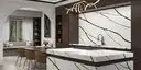 Image of installed ONE Quartz Surfaces Calacatta Bolt White Quartz countertops