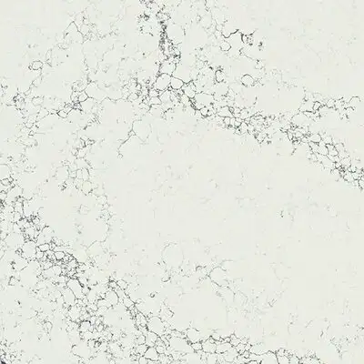 Image of installed ONE Quartz Surfaces Arabescato Twilight White Quartz countertops