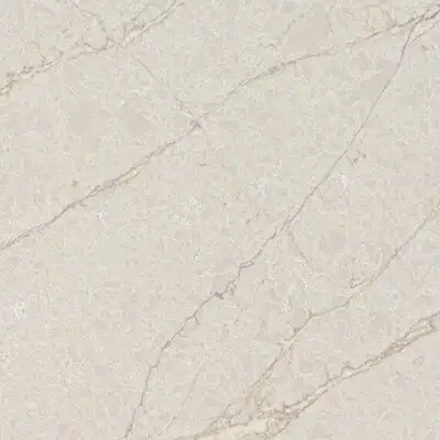 Image of installed ONE Quartz Surfaces Chateau Cream Quartz countertops