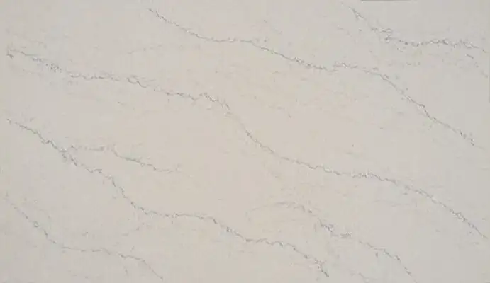 Image of installed ONE Quartz Surfaces Washington Cream Quartz countertops
