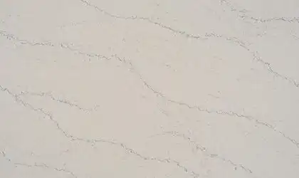 Image of installed ONE Quartz Surfaces Washington Cream Quartz countertops