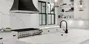 Image of installed ONE Quartz Surfaces Washington Cream Quartz countertops