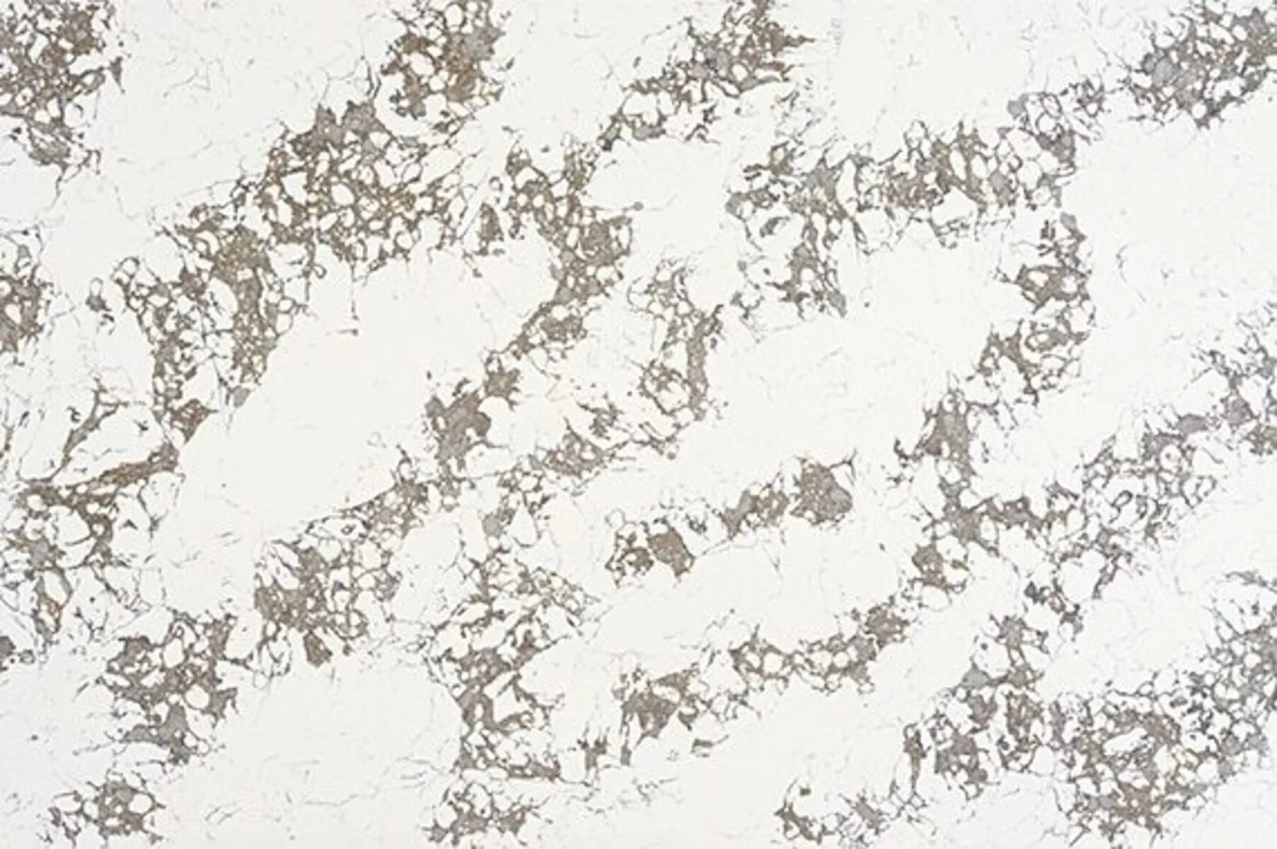 Closeup image of ONE Quartz Surfaces Arctic Arabescato White Quartz countertop slab