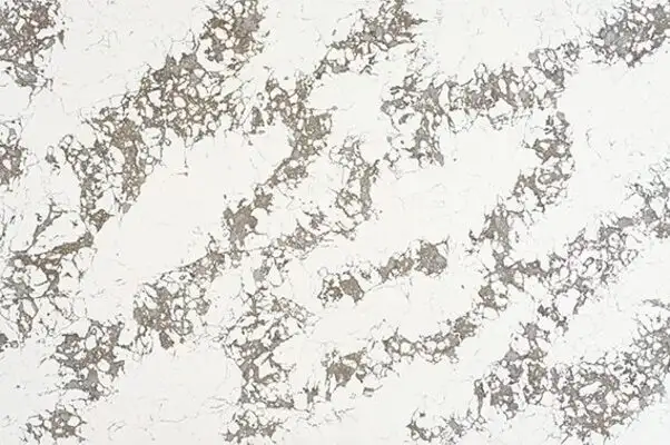Closeup image of ONE Quartz Surfaces Arctic Arabescato White Quartz countertop slab
