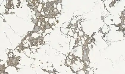 Image of installed ONE Quartz Surfaces Arctic Arabescato White Quartz countertops