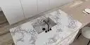 Image of installed ONE Quartz Surfaces Arctic Arabescato White Quartz countertops