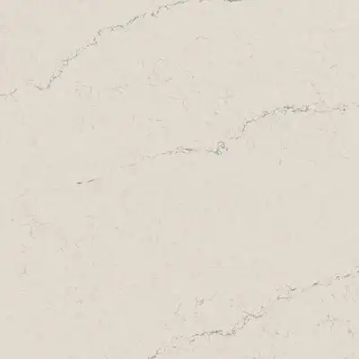 Image of installed ONE Quartz Surfaces Carrara Veil Cream Quartz countertops