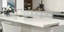 Image of installed ONE Quartz Surfaces Kodiak White Quartz countertops
