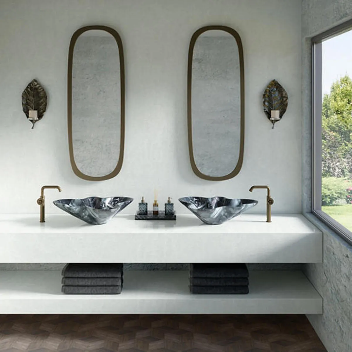 Image of installed ONE Quartz Surfaces Juneau White Quartz countertops