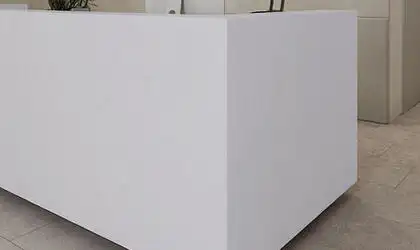 Image of installed ONE Quartz Surfaces Carrara Roma White Quartz countertops