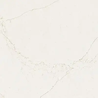 Image of installed ONE Quartz Surfaces Valor Gold White Quartz countertops