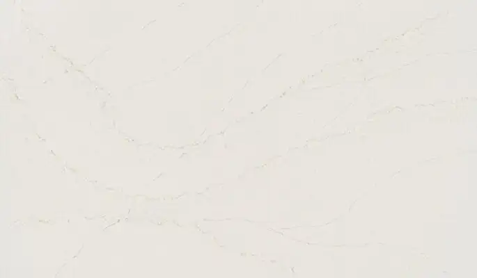 Image of installed ONE Quartz Surfaces Valor Gold White Quartz countertops