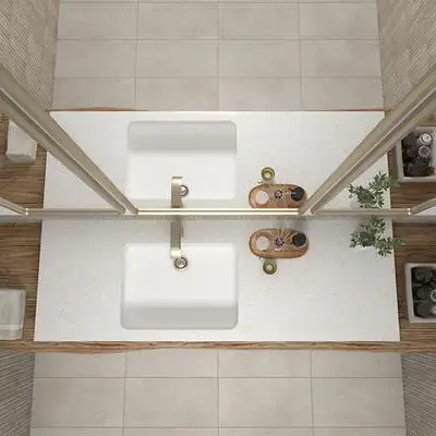 Image of installed ONE Quartz Surfaces Outer Banks Cream Quartz countertops