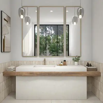 Image of installed ONE Quartz Surfaces Outer Banks Cream Quartz countertops