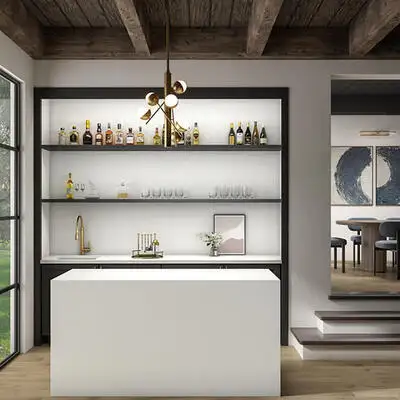 Image of installed ONE Quartz Surfaces Coronado White White Quartz countertops