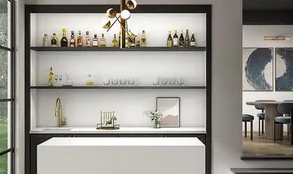 Image of installed ONE Quartz Surfaces Coronado White White Quartz countertops