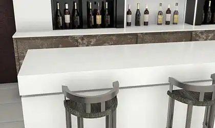 Image of installed ONE Quartz Surfaces Coronado White White Quartz countertops