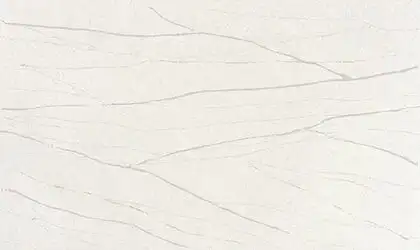 Image of installed ONE Quartz Surfaces Monument White Cream Quartz countertops