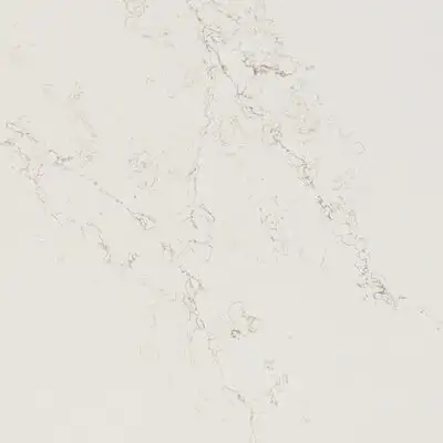 Closeup image of ONE Quartz Surfaces Liberty Gold Cream Quartz countertop slab