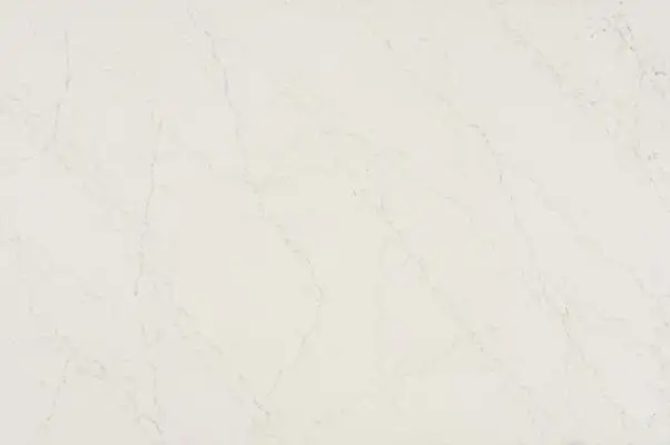 Image of installed ONE Quartz Surfaces Liberty Gold Cream Quartz countertops