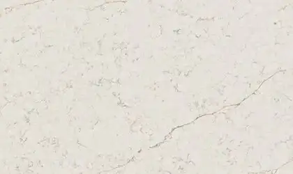 Closeup image of ONE Quartz Surfaces Freedom Calacatta Cream Quartz countertop slab