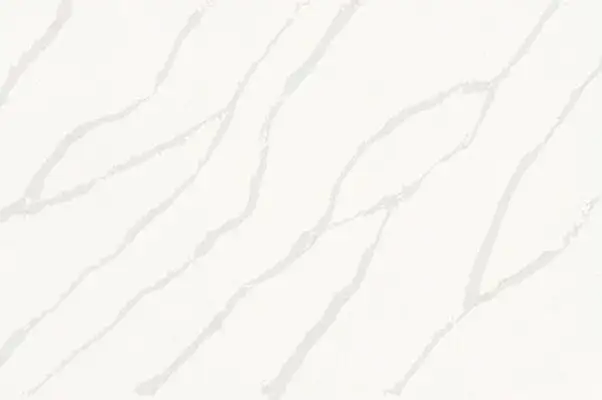 Image of installed ONE Quartz Surfaces Independence Calacatta White Quartz countertops