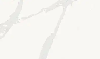 Image of installed ONE Quartz Surfaces Independence Calacatta White Quartz countertops