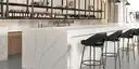Image of installed ONE Quartz Surfaces Independence Calacatta White Quartz countertops