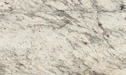 Image of installed White Antico Cream Granite countertops