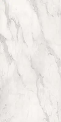Closeup image of Panoramic Porcelain Surfaces Calacatta White Porcelain countertop slab