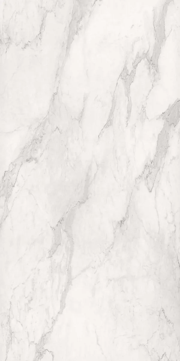 Image of installed Panoramic Porcelain Surfaces Calacatta White Porcelain countertops