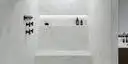 Image of installed Panoramic Porcelain Surfaces Opalite White Porcelain countertops