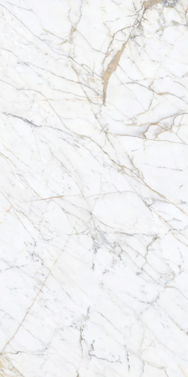 Image of installed Panoramic Porcelain Surfaces Diamond Mine White Porcelain countertops