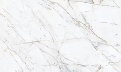 Image of installed Panoramic Porcelain Surfaces Diamond Mine White Porcelain countertops