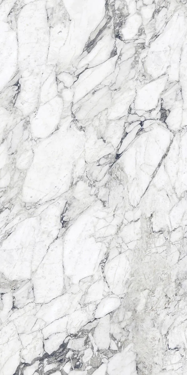 Image of installed Panoramic Porcelain Surfaces Gypsum Calacatta White Porcelain countertops