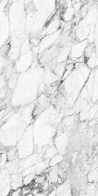 Image of installed Panoramic Porcelain Surfaces Gypsum Calacatta White Porcelain countertops