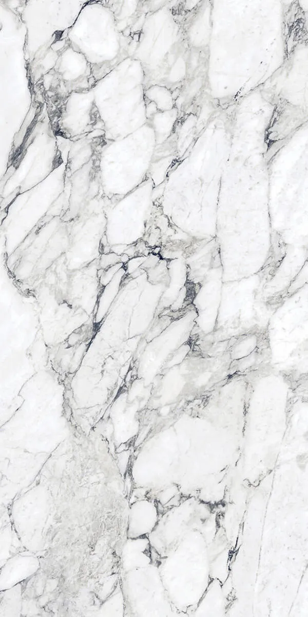 Image of installed Panoramic Porcelain Surfaces Gypsum Calacatta White Porcelain countertops