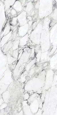 Image of installed Panoramic Porcelain Surfaces Gypsum Calacatta White Porcelain countertops