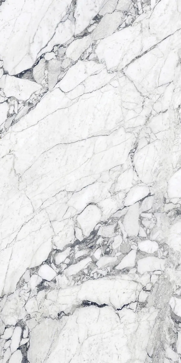 Image of installed Panoramic Porcelain Surfaces Gypsum Calacatta White Porcelain countertops