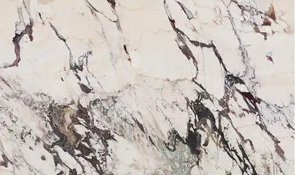 Image of installed Panoramic Porcelain Surfaces Calacatta Aries White Porcelain countertops