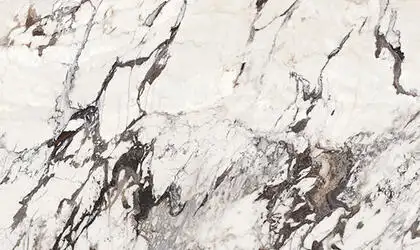 Image of installed Panoramic Porcelain Surfaces Calacatta Aries White Porcelain countertops