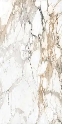 Image of installed Panoramic Porcelain Surfaces Calacatta Topaz White Porcelain countertops