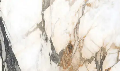 Image of installed Panoramic Porcelain Surfaces Calacatta Topaz White Porcelain countertops