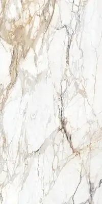Image of installed Panoramic Porcelain Surfaces Calacatta Topaz White Porcelain countertops