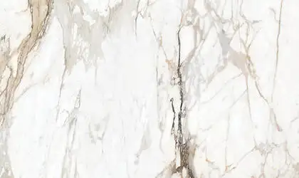 Image of installed Panoramic Porcelain Surfaces Calacatta Topaz White Porcelain countertops