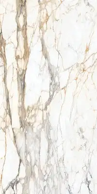 Image of installed Panoramic Porcelain Surfaces Calacatta Topaz White Porcelain countertops