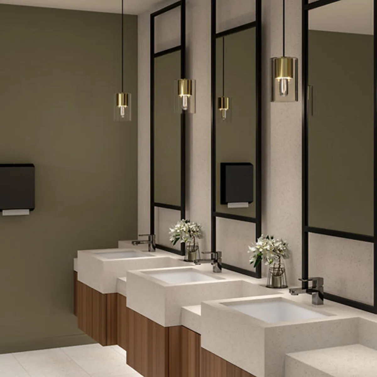 Image of installed ONE Quartz Surfaces Simply Beige Beige Quartz countertops