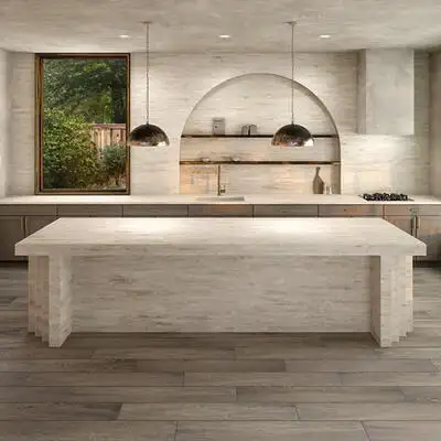 Image of installed ONE Quartz Surfaces Sedona Beige Quartz countertops