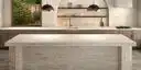 Image of installed ONE Quartz Surfaces Sedona Beige Quartz countertops